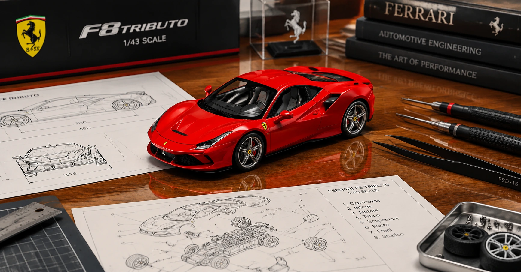 Ferrari F8 Tributo 1/43: Chi tiết về mẫu xe thu nhỏ đẳng cấp - image 2